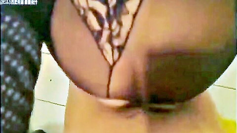 Curvy dark-skinned woman in leopard lingerie exposing ass in bathroom sex scene