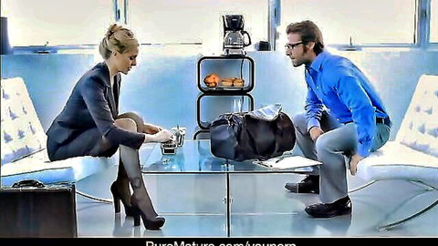 Julia Ann in seductive business meeting with stockings and heels