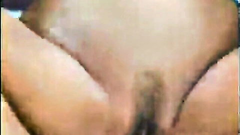 Vintage 90s close-up of woman's hairy pussy in gangbang scene