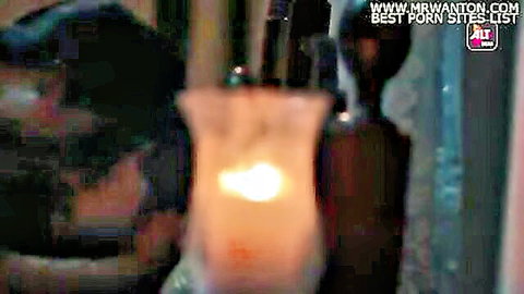 Sensual Indian MILF wife rimming man's ass in blurry candlelit erotic scene