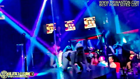 Latina stripper performs erotic pole dance in Mexican men's club