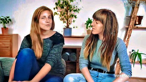 Nicky and KateF in intimate chat, casual sweaters and jeans