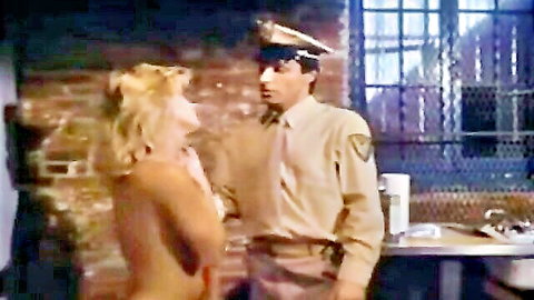 Ginger Lynn topless in jail cell seducing cop officer