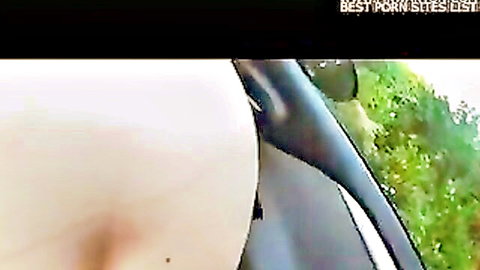 Vika big tits exposed in car, amateur outdoor sex scene