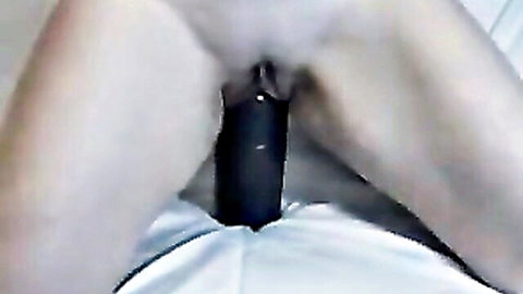 Gizelka solo masturbation with black dildo insertion close-up