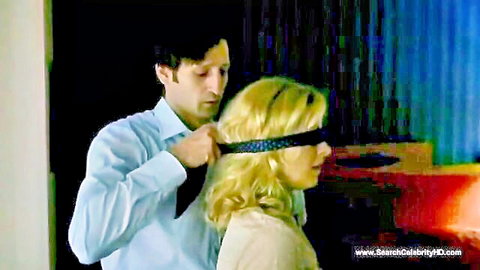 Petra Morze blindfolded by man in intimate foreplay scene
