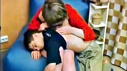 Hot older mom cuddles and comforts young lover intimately
