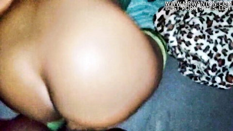 Cute ebony babe with big round ass exposed, creaming on BBC