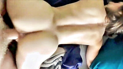 Nude big sis with large ass in massage therapy, rear view pussy exposed