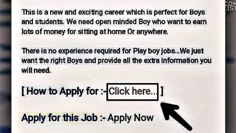 Playboy job ad targeting boys and students for home-based earnings