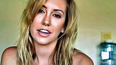 Brett Rossi blonde smiling in teasing POV close-up