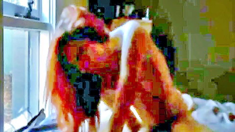 Redhead experiencing intense shaking orgasm nude from behind