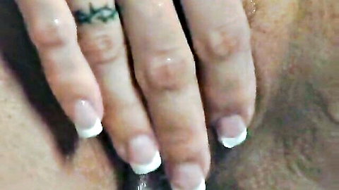 Busty Jessica Difeo washes her shaved pussy closeup