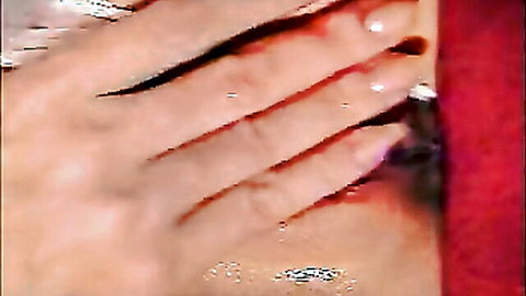 Close-up of wet glistening pussy with fingers teasing intimacy