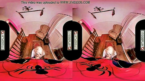 Spider Gwen cosplay VR blowjob and pussy tease in tight suit
