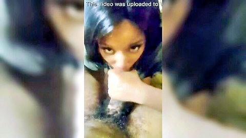 Ashley Pink ebony deepthroat blowjob with massive cumshot facial