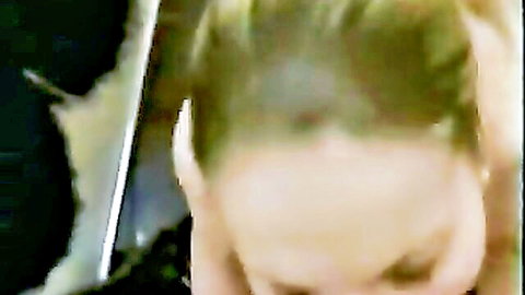 Blonde amateur sucking thick cock in public store blowjob closeup