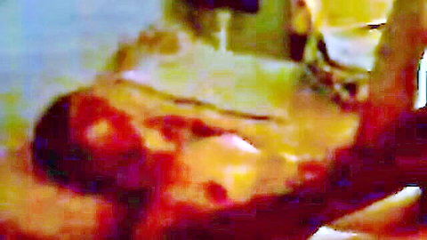Blurry closeup of Indian wife's spread pussy leaking thick yellow cum after creampie