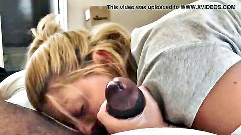 Taylor Thicke holding BBC near mouth in bed