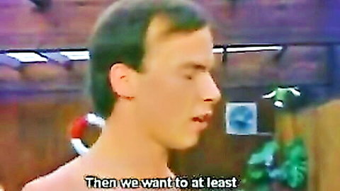 Shirtless slim man by pool in Ultima gay video Oops Now I Come
