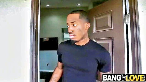 Surprised black stud in doorway, hot stepsister anal scene with big cock