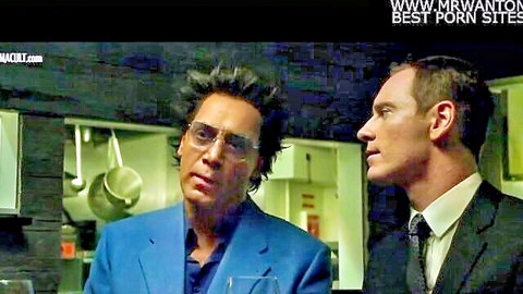 Two suited male celebs in tense kitchen stare-down from nude sex compilation