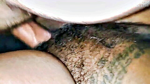 Close-up of woman holding cum in pussy after creampie, explicit genital view