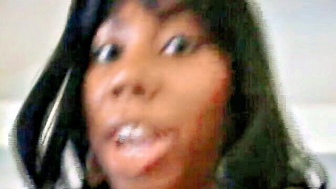 Ebony babe with silver grills opens mouth wide tongue out for blowjob