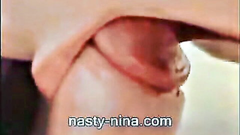 Intense closeup blowjob with penis deep in mouth