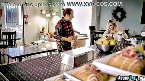 Codi Vore in white top flirts with Jay Romero at cafe table