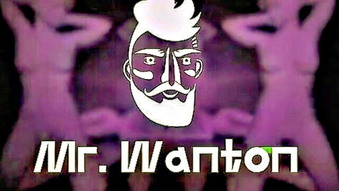Stylized Mr. Wanton logo with bearded man on purple background