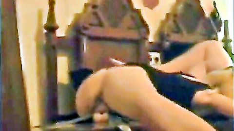 Amateur wife in lingerie uses vibrator while giving blowjob