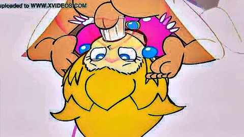 3D Princess Peach parody deepthroats Bowser's massive cock with balls on chin in rough facefuck.