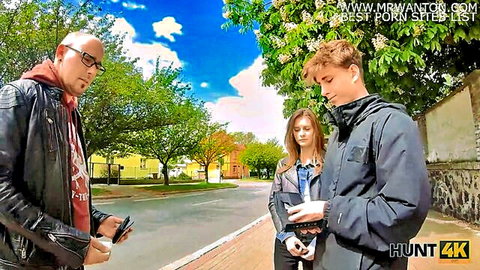 Adelle Unicorn with boyfriend approached by rich man for easy money outdoors