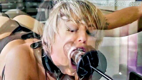 Dee Williams blonde MILF gagged with dildo in oral BDSM scene