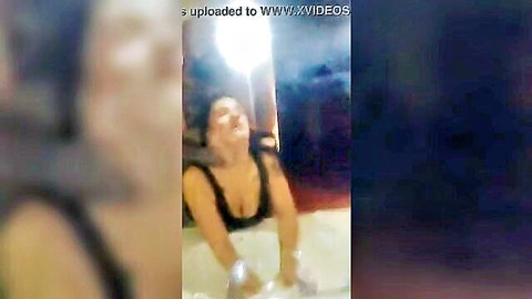 Excited woman in black bra kneels with open mouth craving hard sex