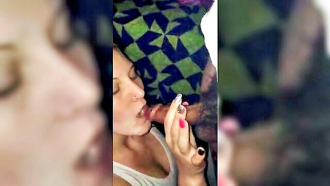 White college girl gives sloppy blowjob to black cock