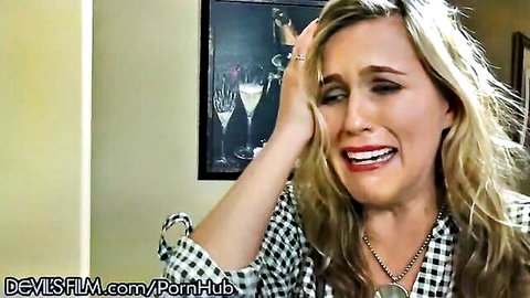 Emotional blonde cougar in checkered shirt, Devils Film thumbnail