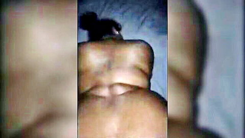 Ebony BBW showing massive thick ass from behind nude on bed