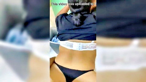 Latina cleaning lady exposing back and thong ass in quickie tease