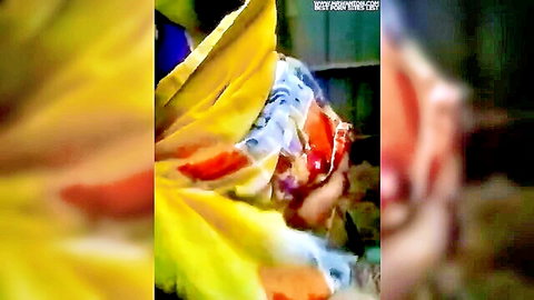 Desi hot bhabhi village wife teasing with curves in yellow cloth