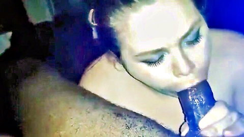 Cute white girl sucks and tries to deepthroat large cock in sloppy blowjob