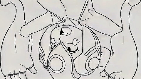 Hentai sketch of Ranamon spreading her wet pussy wide open