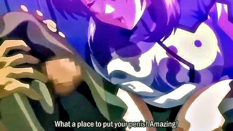Purple-haired anime babe in intense Prison Battleship hentai scene, tentacle grasp