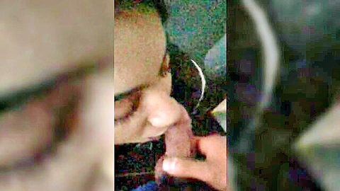 Cute teen girl with short hair sucking dick close-up in school