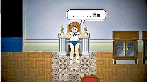 Blonde hentai sprite girl in panties pondering softly