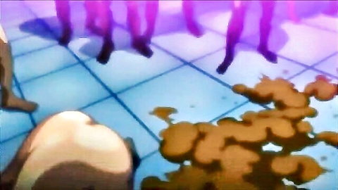 Blurry hentai scat scene from Kangoku Senkan with pale ass and brown fluids