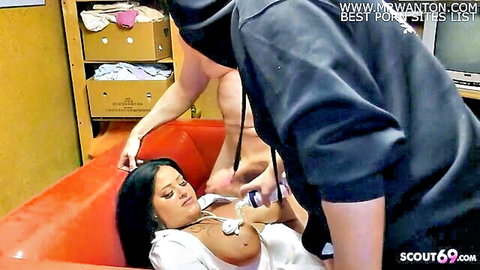 Ashley CumStar curvy German BBW MILF in rough threesome with exposed tits