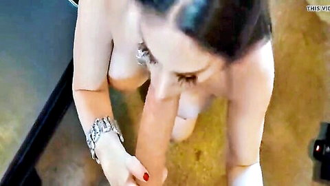 Cathy deepthroats Felix J's large cock in intense Throated scene