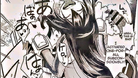 Anime hentai girl with long black hair activates explosive One For All power surge